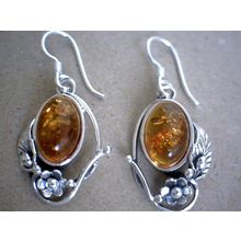 ELEGANT AMBER EARRING AND SOLID 925 STERLING SILVER 6G