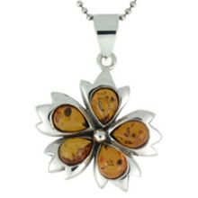 8G AMBER PENDANT & SOLID 925 STERLING SILVER